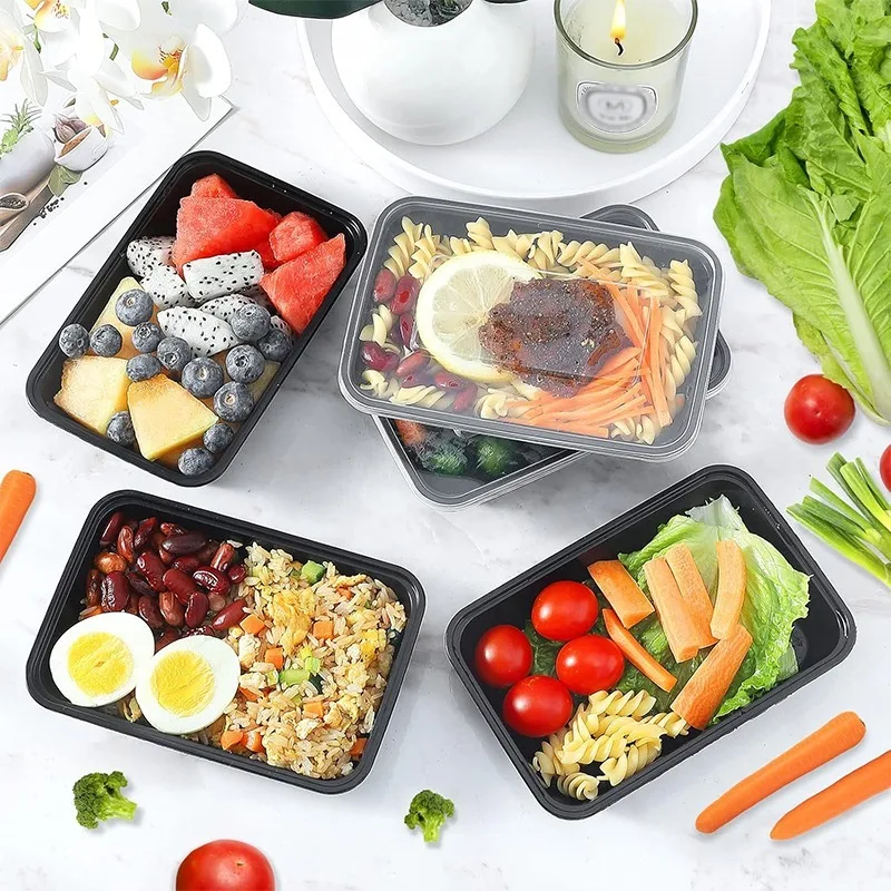 Salad Container Jar - 1-100 adet Siyah Tek Kullanımlık Gıda