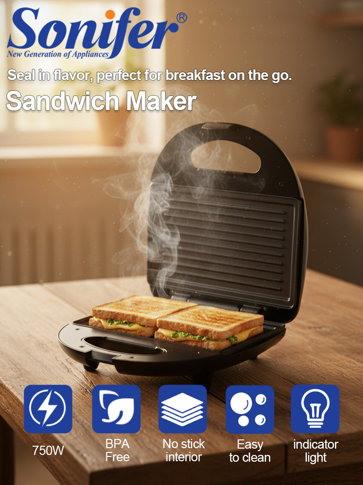 Breakfast Sandwich Press - Sandviç Makinesi Sonifer SF-6173 750W Yapışmaz
