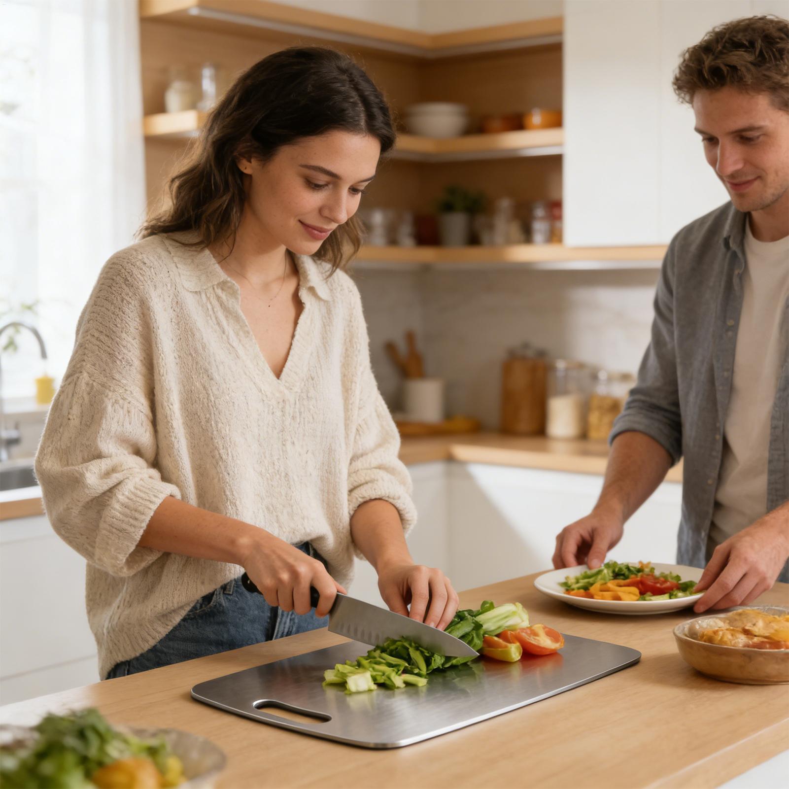Meal Prep Cutting - Paslanmaz Çelik Doğrama Tahtası Çift Taraflı