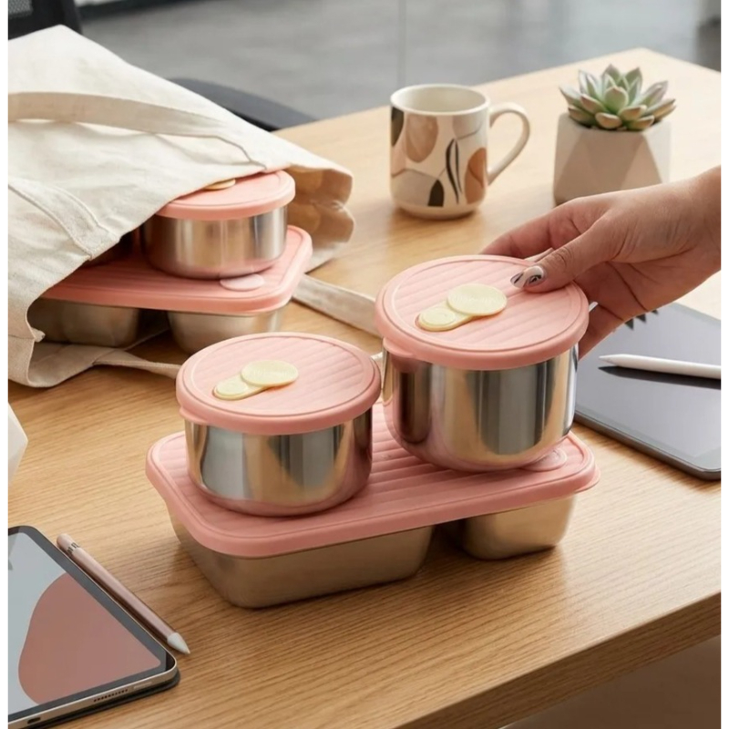Meal Prep For Office - Mikrodalgada Kullanılabilir 304 Paslanmaz Çelik Öğle