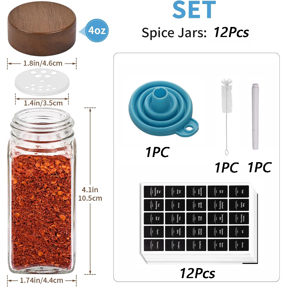 12 adet cam baharat kavanozlar - Spice Jar Labels incelemesi ve fiyatı